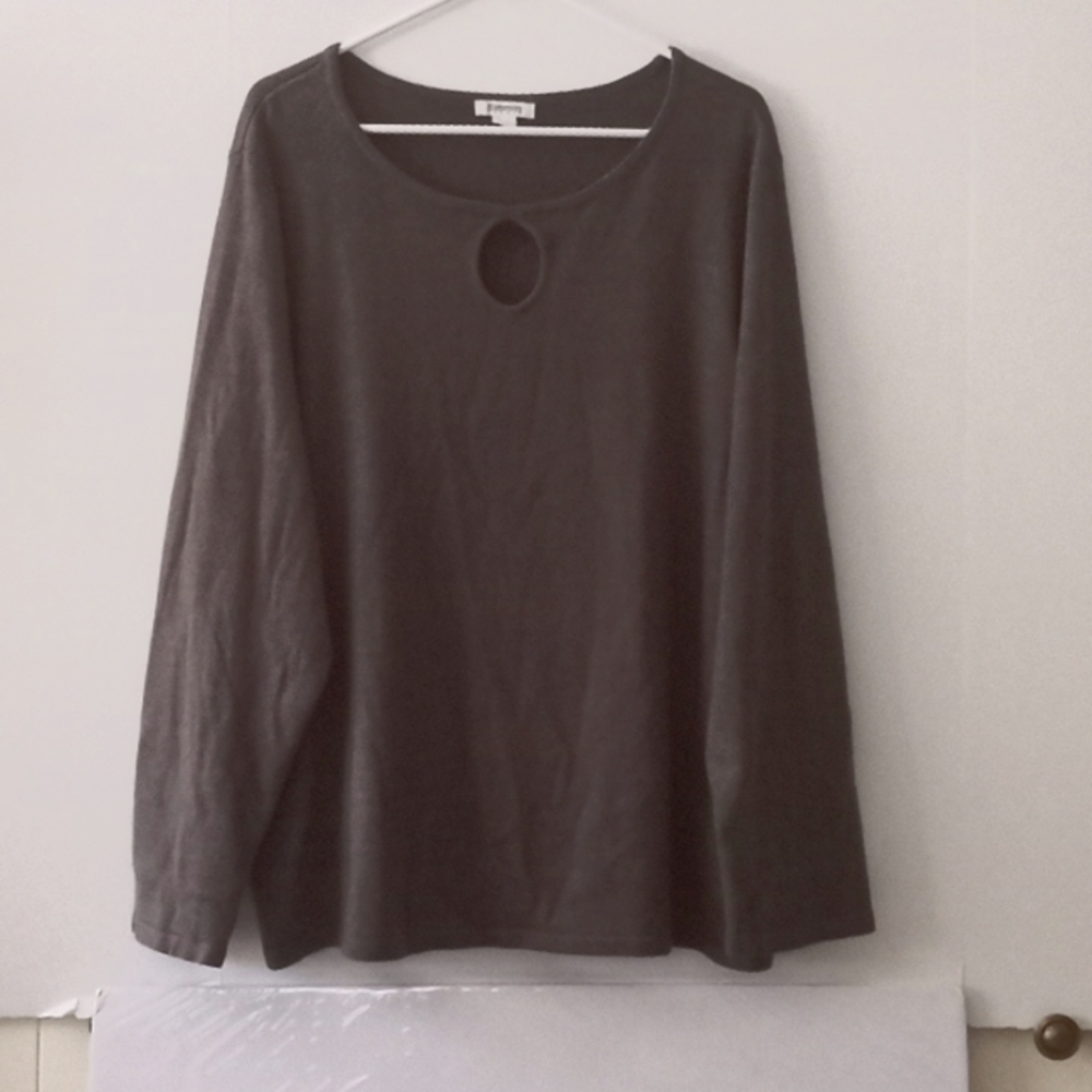 Hampshire Studio Women's Keyhole Neck Sweater - Size (3X) - Gray